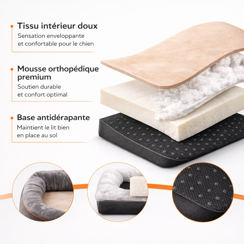 Le Cocoon Orthopédique™ — Lit orthopédique XL pour chien